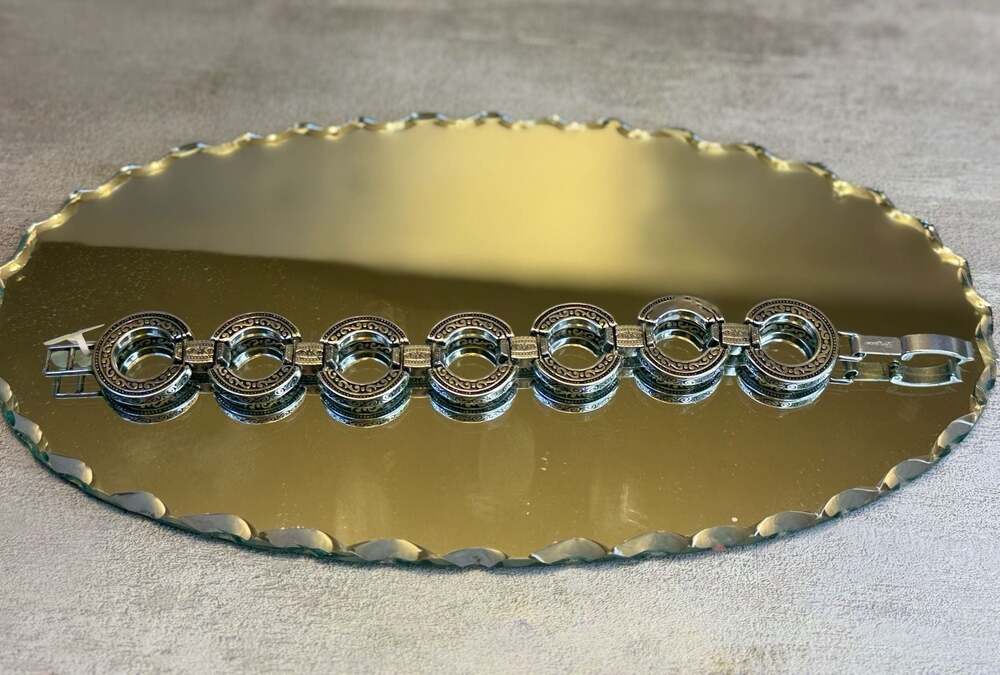 Brighton Central Park Size 7 Silver Scrollwork Circle Link Bracelet